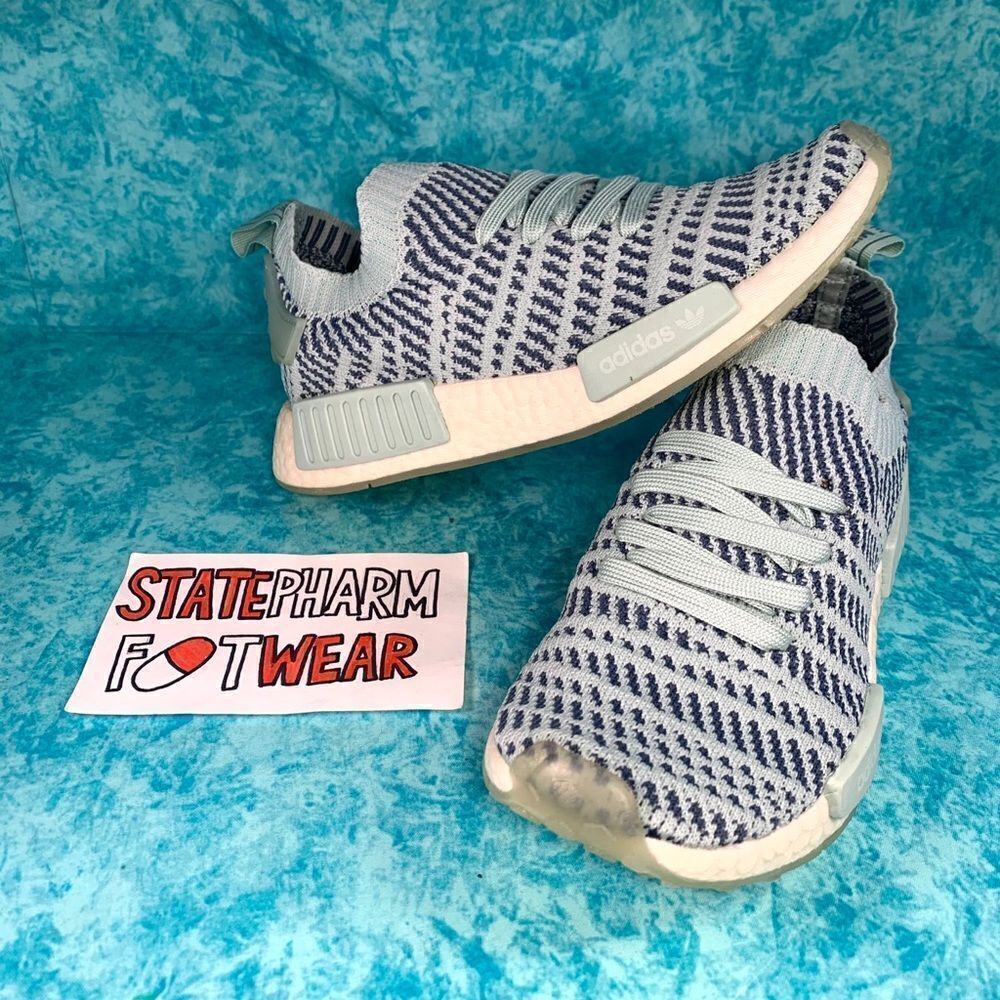 Adidas NMD R1 Women’s White Green Low Top Cushioned Athletic Shoes